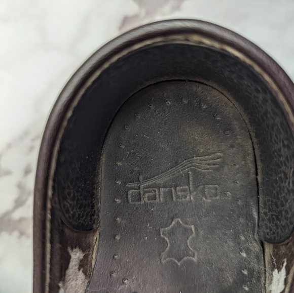 Dansko Clog Shoe Brown Wood Women Leather Low Top Slip On Casual - Picture 6 of 10